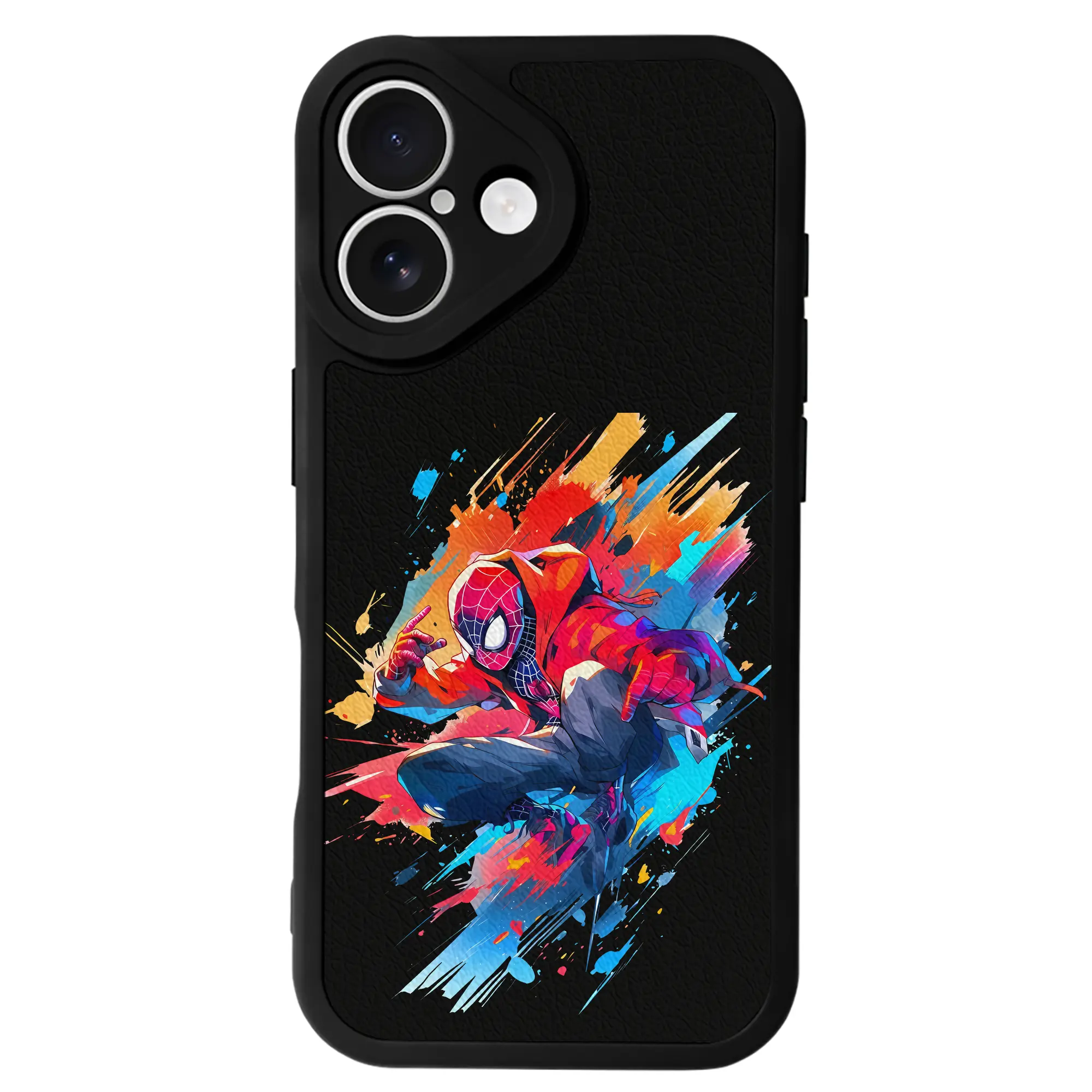 アベンジャーズ (Avenjāzu) グッズ スパイダーマン（Spider-Man） - IPhone 16シリーズ対応 ・ シリコンスマホケース ・ レザー調 ・ 高精度フィット ・ 耐衝撃 ・ ワイヤレス充電対応 ・ 精密カット